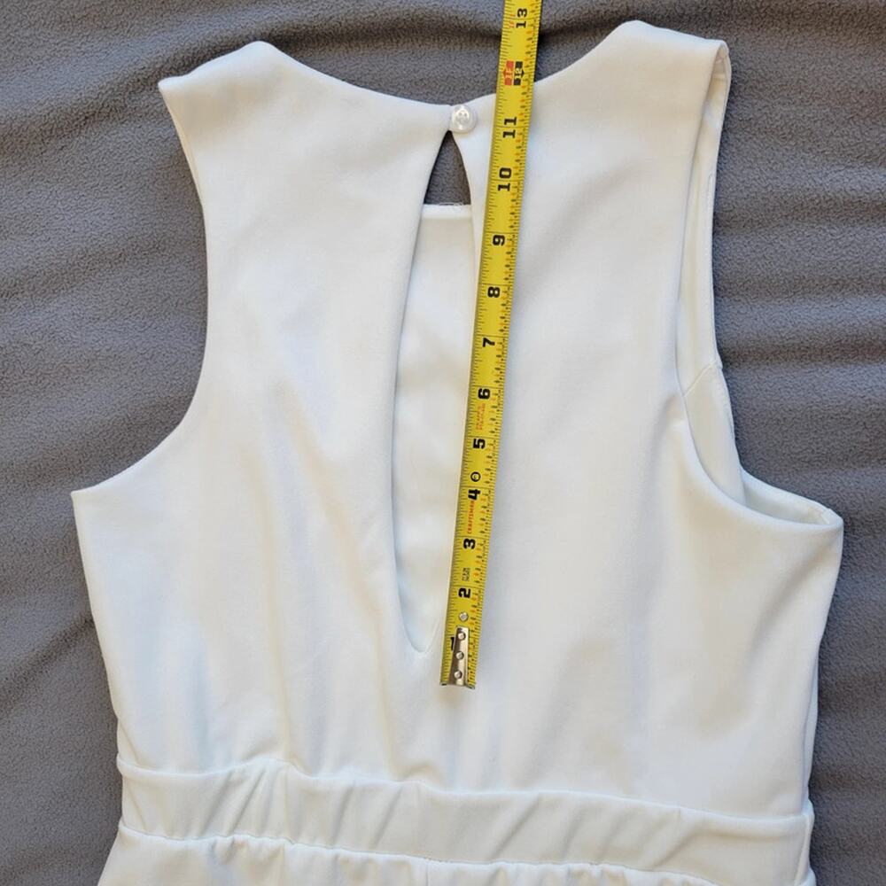 MOA MOA Sleeveless Romper Womens Large Cream Skort Jumpsuit Overlay Oval Cutout - Picture 9 of 13